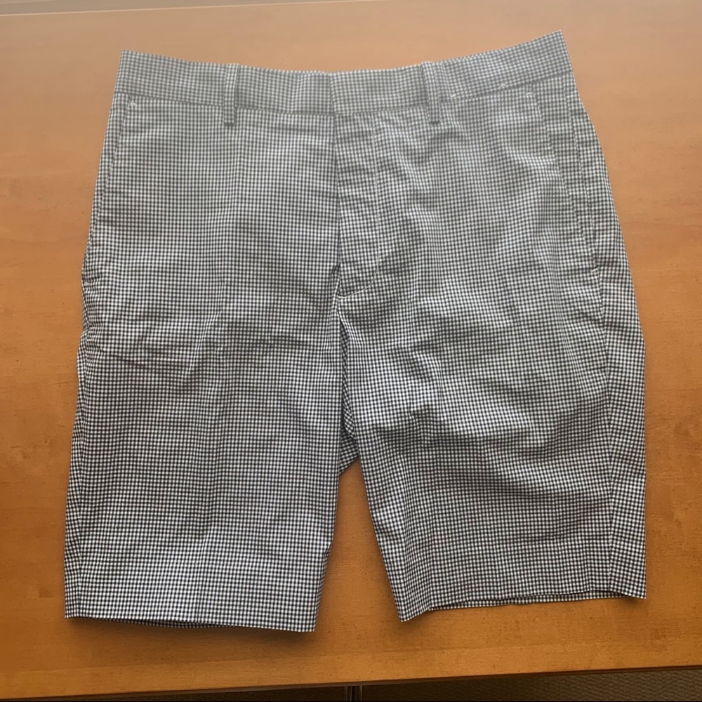 Uniqlo White/Navy Micro Gingham Shorts